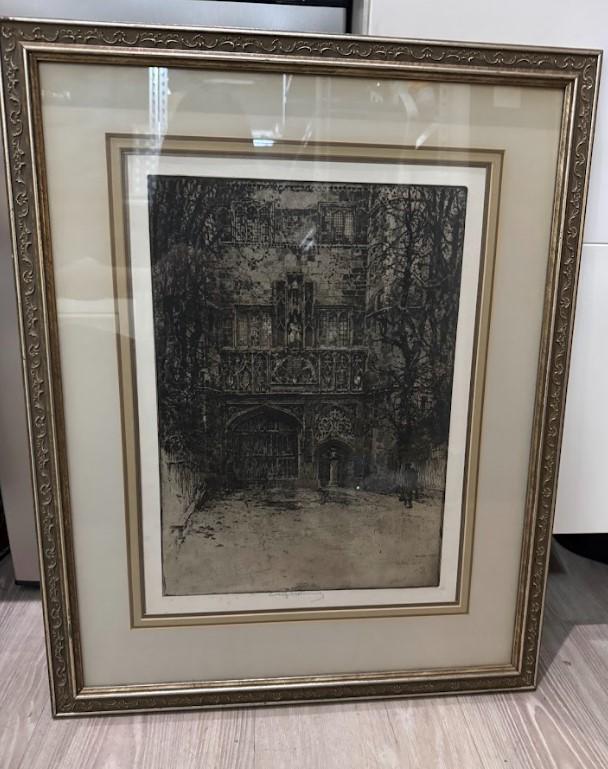 Luigi Kasimir エッチング 版画 冬の風景画 額装ルイジ・カシミール