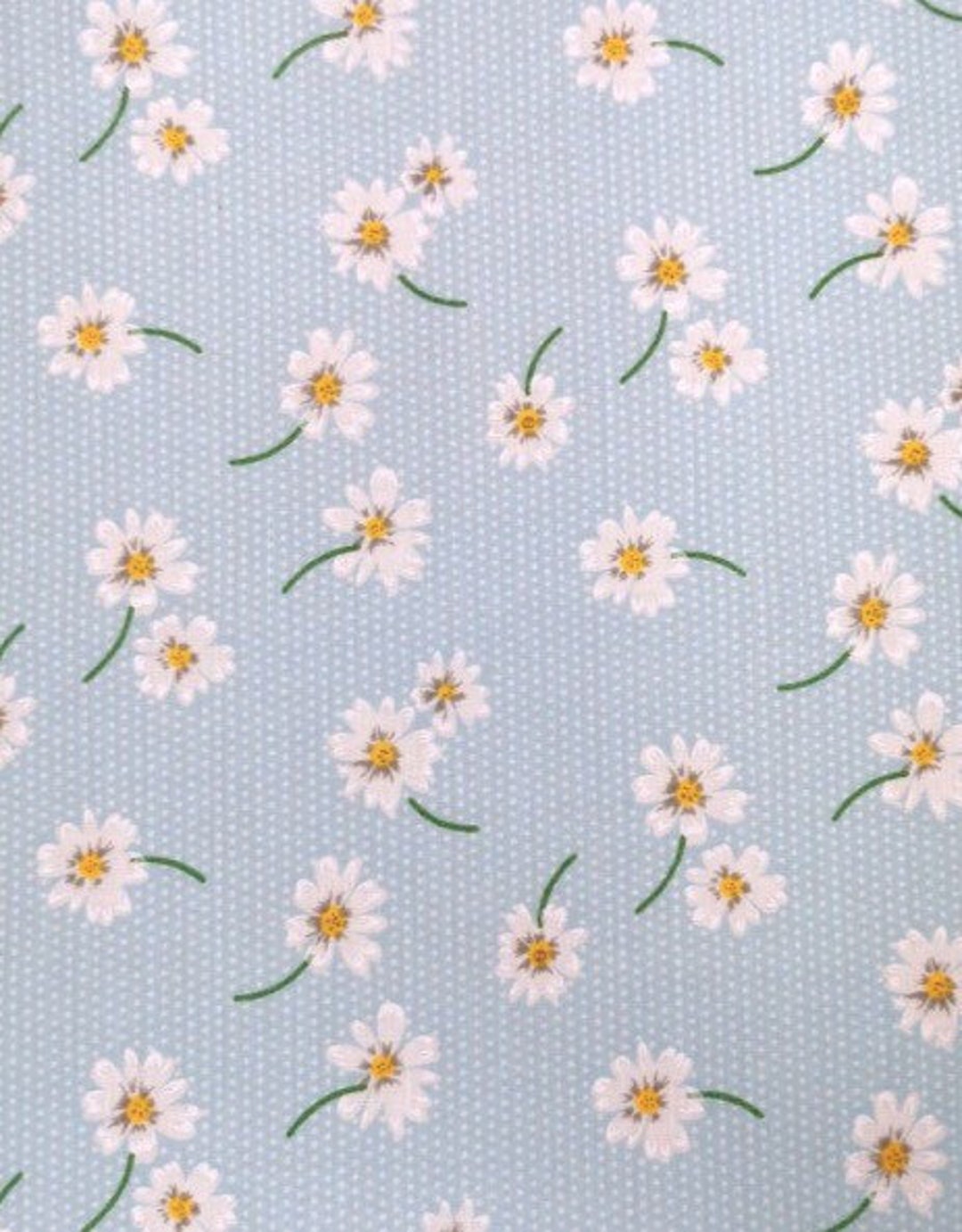 Daisy Print Polycotton Fabric Daisy Flower Pattern Craft Fabric Blue