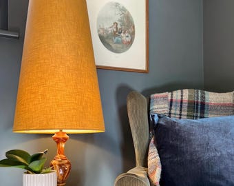 Mustard Gold Linen Cone Lampshade: Extra Tall Golden Lampshade