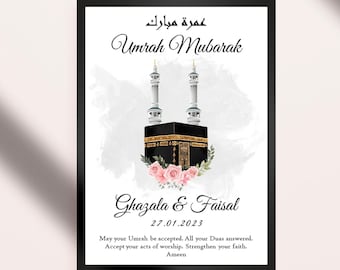 Personalised Umrah Print, Umrah Mubarak Print, Umrah Mubarak Frame, Umrah Frame, Umrah Gift, Umrah Frame Gift, Hajj, Umrah, Islamic Gift