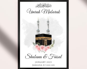 Stampa Umrah personalizzata, Stampa Umrah Mubarak, Cornice Umrah Mubarak, Cornice Umrah, Regalo Umrah, Regalo cornice Umrah, Hajj, Umrah, Regalo islamico