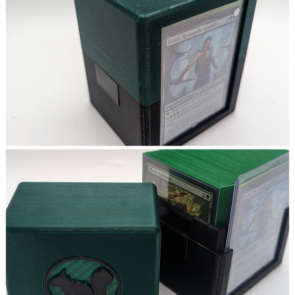 MTG Commander-Sized deck box w Toploader - 1 or 2 Colors with Guild, Mana or Strixhaven School Symbol