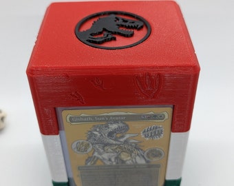 DinoBox MTG Magic The Gathering Commander EDH Deckbox with slot for Toploader and Dice Tray