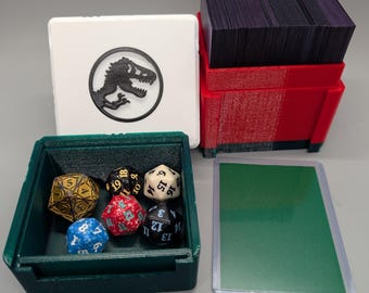 DinoBox MTG Magic The Gathering Commander EDH Deckbox with slot for Toploader and Dice Tray