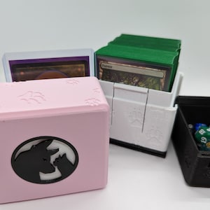 Rin and Seri Cat and Dog MTG Magic The Gathering Commander EDH Deckbox with slot for Toploader and Dice Tray