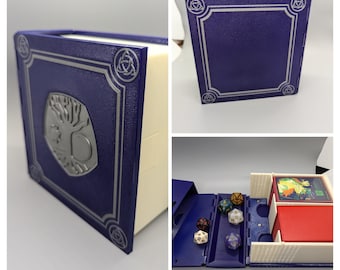 Spell Book Double Deck Box for 2 Decks Magic The Gathering Commander edh TCG 200 single sleeved cards.  Custom symbols and colors