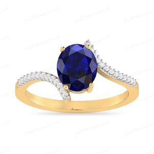 Oval Blue Sapphire Engagement Ring – CZ Halo Promise Ring – 925 Sterling Silver – September Birthstone – Princess Diana Inspired Ring