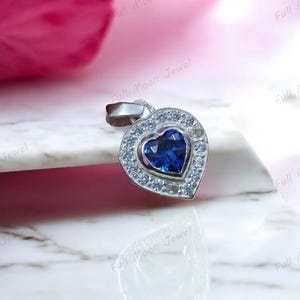 Heart Cut Blue Sapphire Pendant | Vintage 925 Sterling Silver Necklace | September Birthstone Gift | Heart Necklace for Women