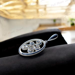 Solid 14K White Gold or 925 Silver Shamrock Necklace, Four Leaf Clover Pendant, Irish Celtic Charm, Lucky Jewelry Gift for Her
