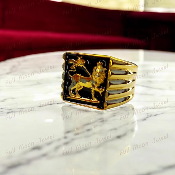 エチオピアリング　LION　RASTA　REGGAE Handmade Lion of Judah Signet Ring, Bob Marley Style, 14K Gold