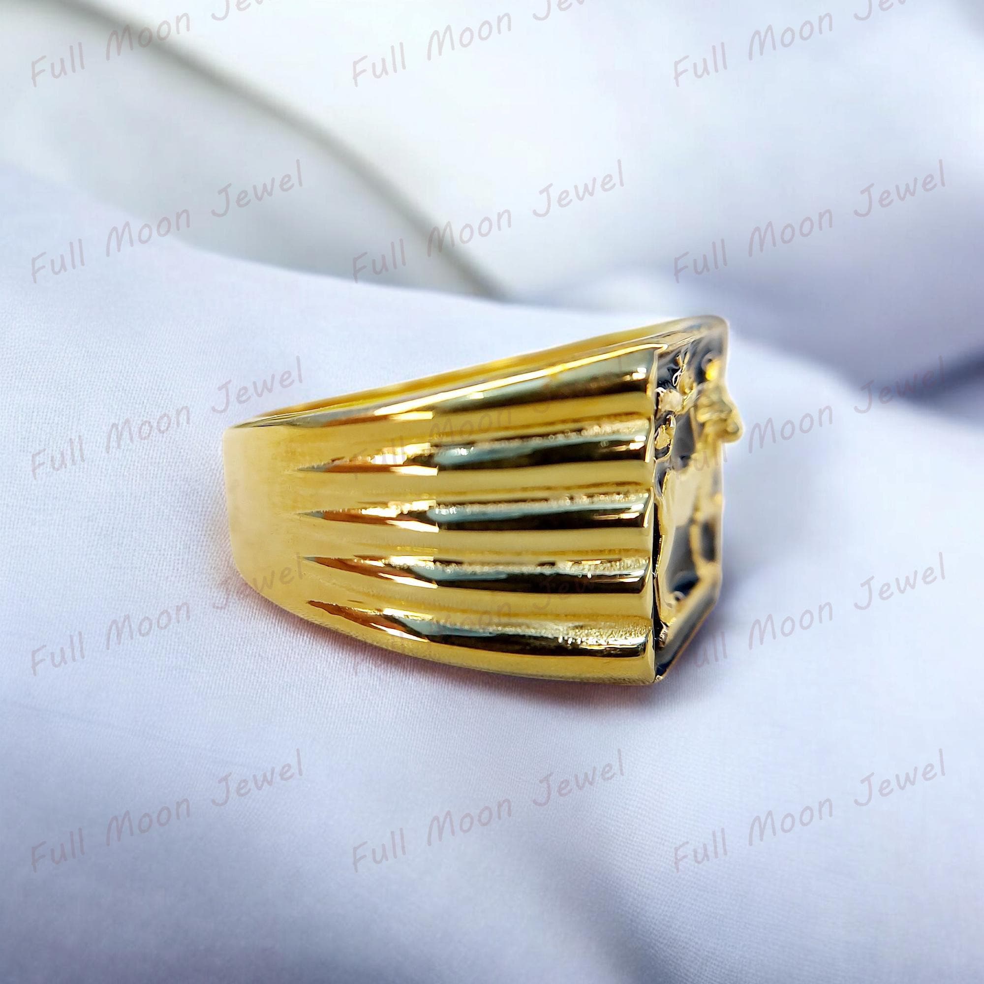 Handmade Lion of Judah Signet Ring, Bob Marley Style, 14K Gold