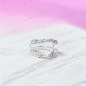 Solitaire Ring Enhancer, 14K Gold Wrap Guard Band, Zircon Diamond Ring Jacket, Stacking Wedding Band, Ring Guard for Women