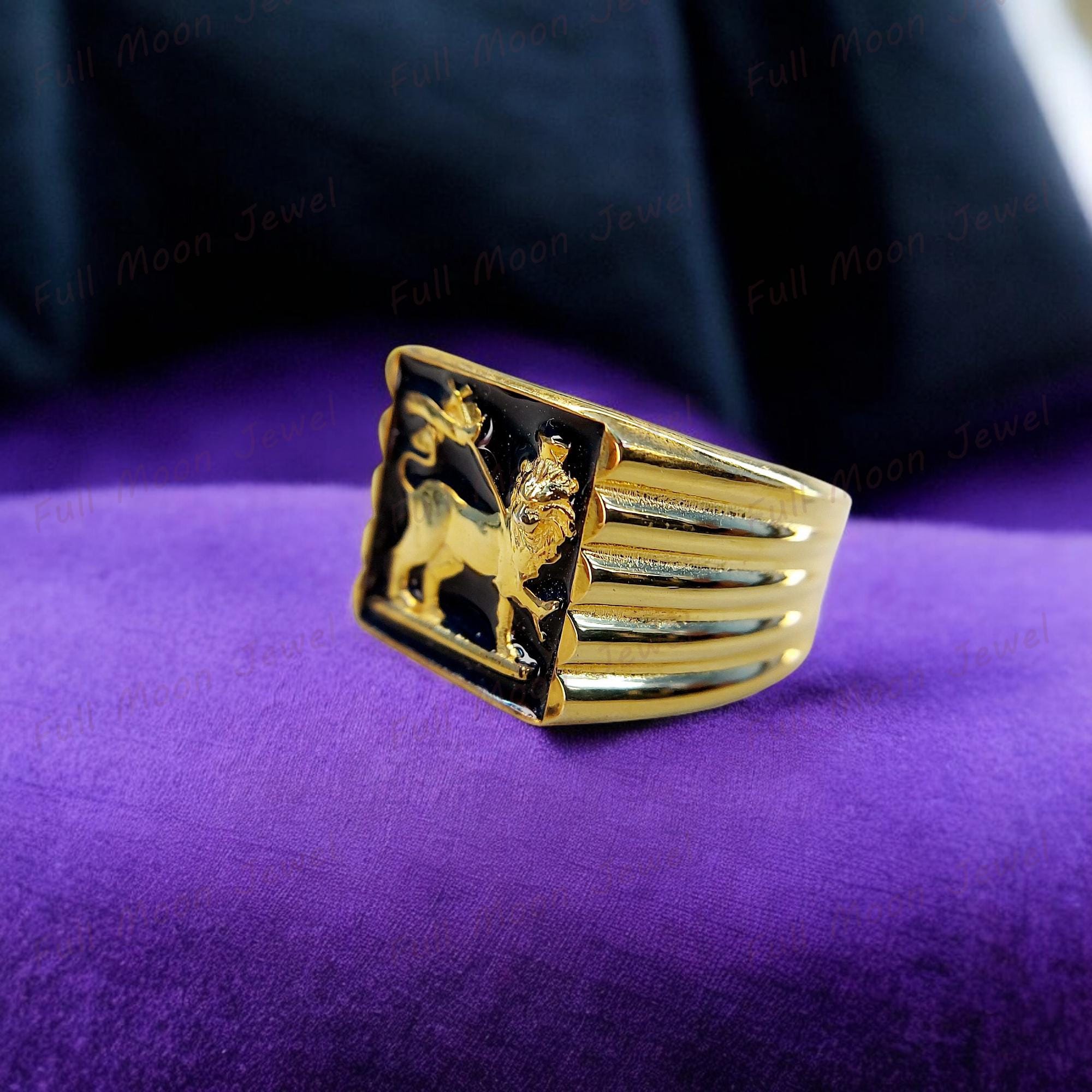 Reggae Rinbg Handmade Lion of Judah Signet Ring, Bob Marley Style, 14K Gold Filled ...