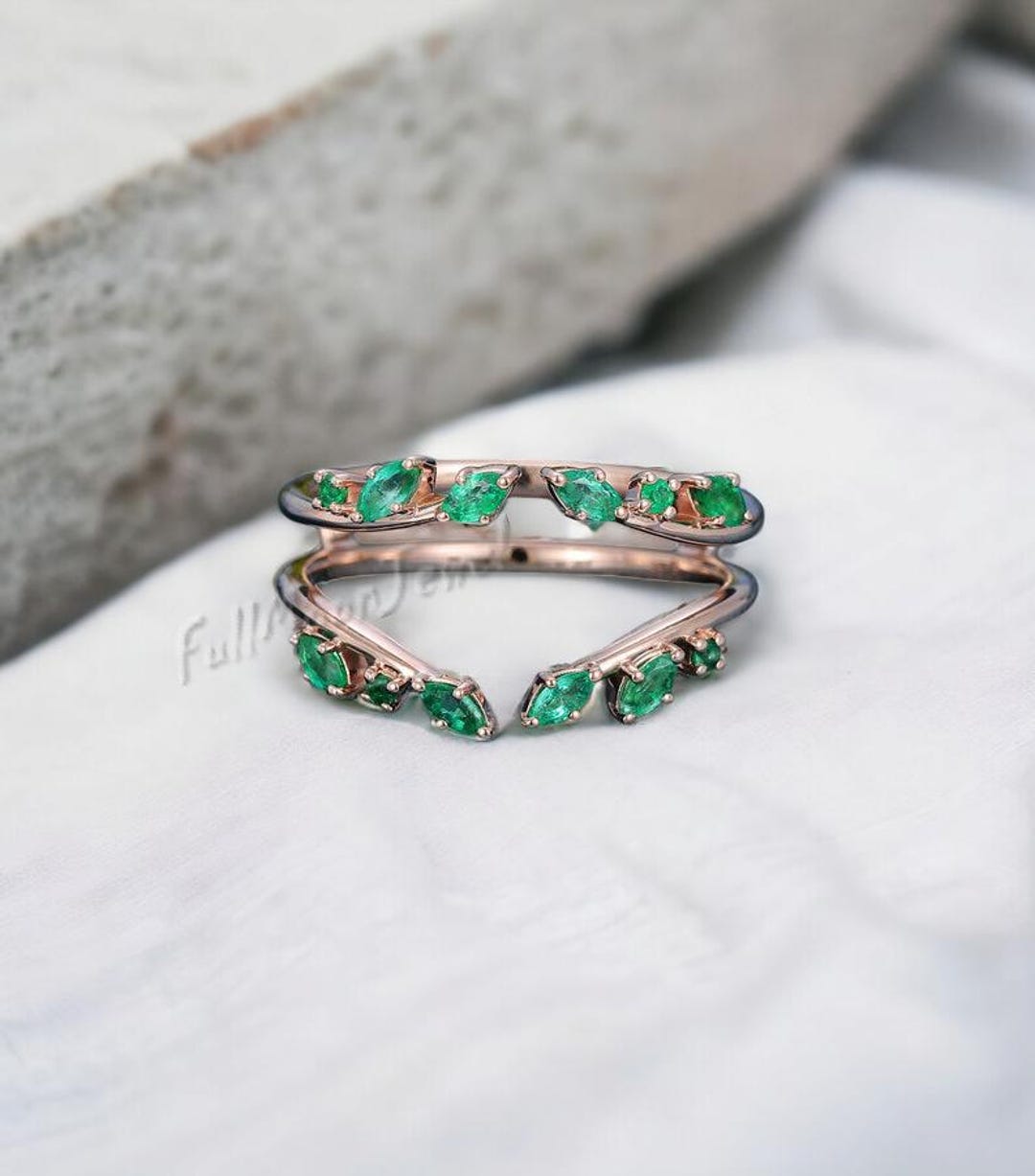 14K Solid Gold Alternating Emerald Eternity Ring – Full Eternity ...