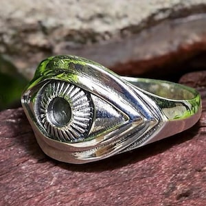 Evil Eye Protection Ring | 925 Sterling Silver Eye Talisman Band | Unisex Good Luck Ring | Spiritual Jewelry Gift | Energy Ring for Men