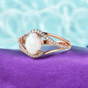 White Opal Ring, Opal with CZ in 925 Silver, Cross Design Ring, October Birthstone Jewelry, Unique Gift for Her, Minimalist Opal Ring