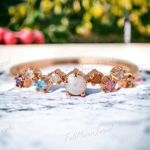 Opal Gemstone Jewelry - Simple Ring Designs with Colorful American Diamond - 925 Sterling Silver Ring, Pink Stone - Proposal Ring for Her