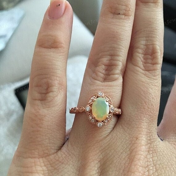 Australian Opal Ring Designer Fire Opal Ring Fire Opal