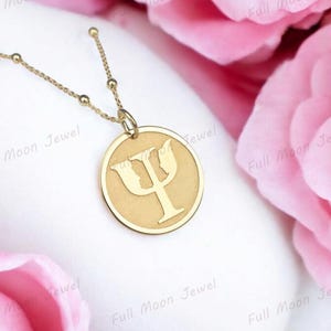 14K Gold Plating Psi Symbol Necklace | Psychology Jewelry | Personalized Psychologist Pendant | GraduationGift|Psychiatry Psi Charm Necklace