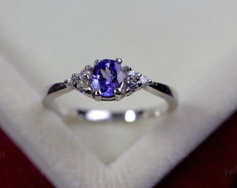 Tanzanite Gemstone Ring, 925 Silver Sterling Ring, American Diamond Ring, Unique Engagement Ring, Designer Ring, Women's Rings, Gifts Idea