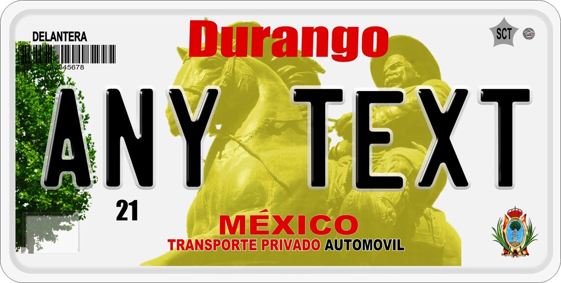 Durango placas mexico Custom Personalized License Plates Etsy