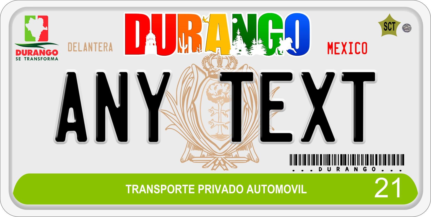 Durango placas mexico Custom Personalized License Plates Etsy
