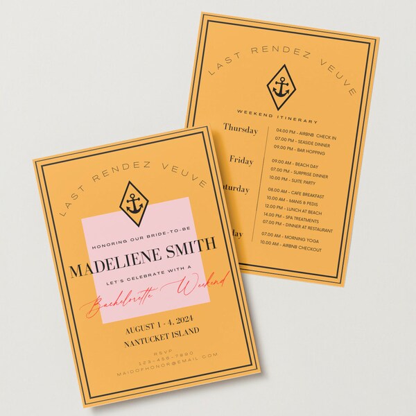 Last Rendez Veuve | Bachelorette Invite Template | Veuve Cliquot | Champagne | Bride to Be | Veuve Before Vows | Coastal Cowgirl