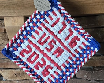 PDF Pattern PRO Loom Potholder America's 250th Anniversary Birthday July 4th Decor Independence Day United States USA Red White Blue Trivet