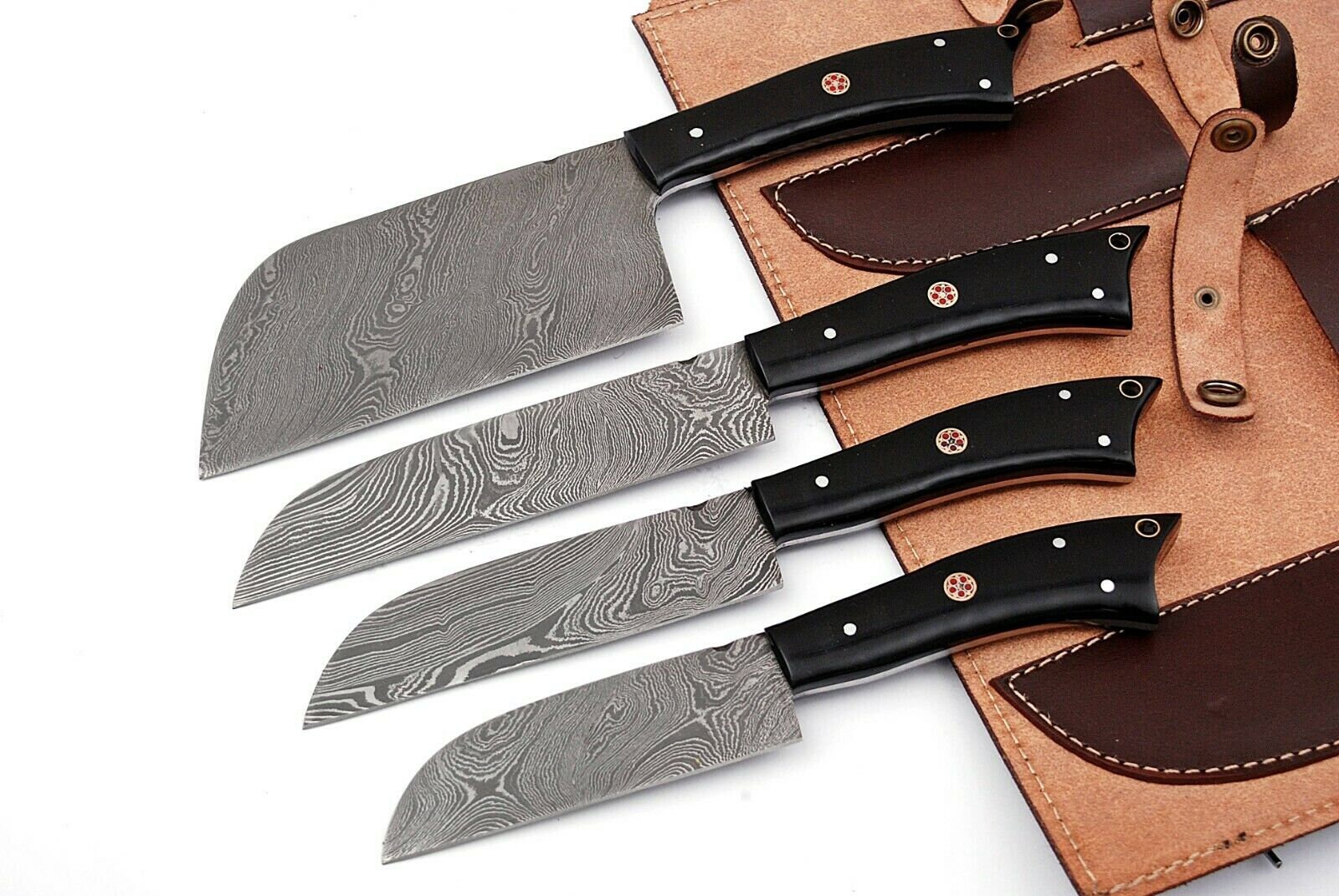 Custom handmade Damascus chef knife set 4 pieces for your Etsy