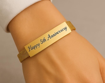Pulsera de oro con nombre personalizado, regalo de joyería grabada para mujeres o mamás, regalo personalizado para esposa o novia, regalo de brida, regalo de cumpleaños para ella