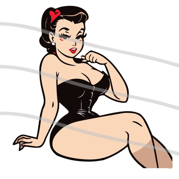 Retro Sexy Pin Up Girl - SVG, png, pdf, JPG - Professional Quality - Files Projects, Sublimation Transfer, Home Decor, Sticker, Printing