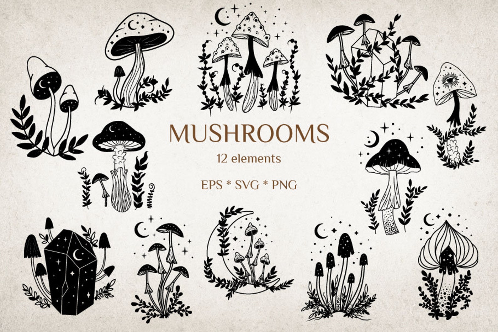 Mystical mushroom svg. Heavenly svg Flower mushrooms SVG | Etsy