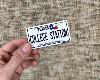 College Station, Texas License Plate Sticker