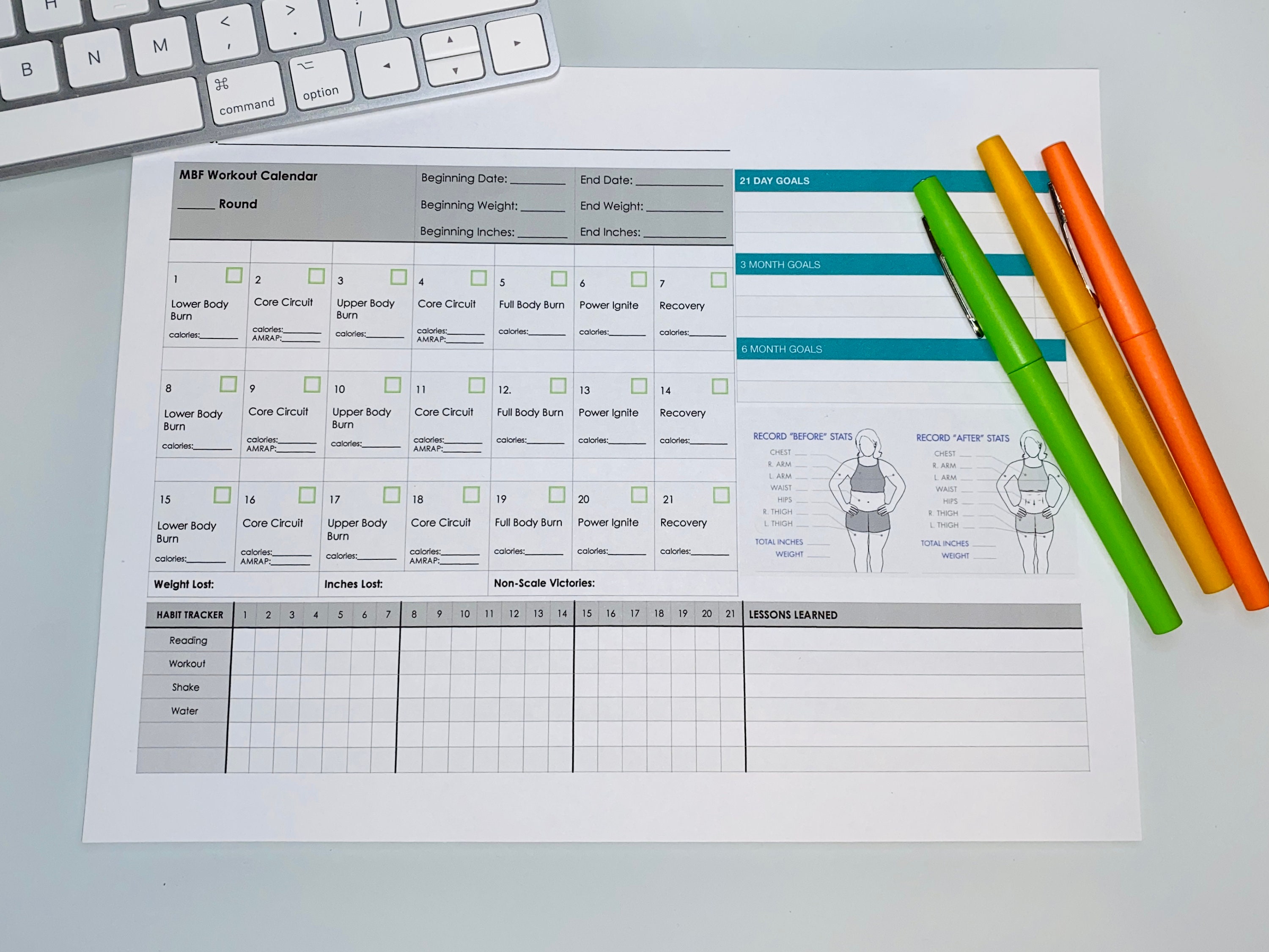 MBF Muscle Burns Fat Workout Goal und Habit Tracker Etsy.de