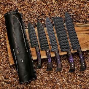 Handmade Carbon Steel, D2 Steel Knife set | Chef Knife Set | Custom Knife Set | Gift For Husband | Kitchen Knife Set, Gift For Him / Her