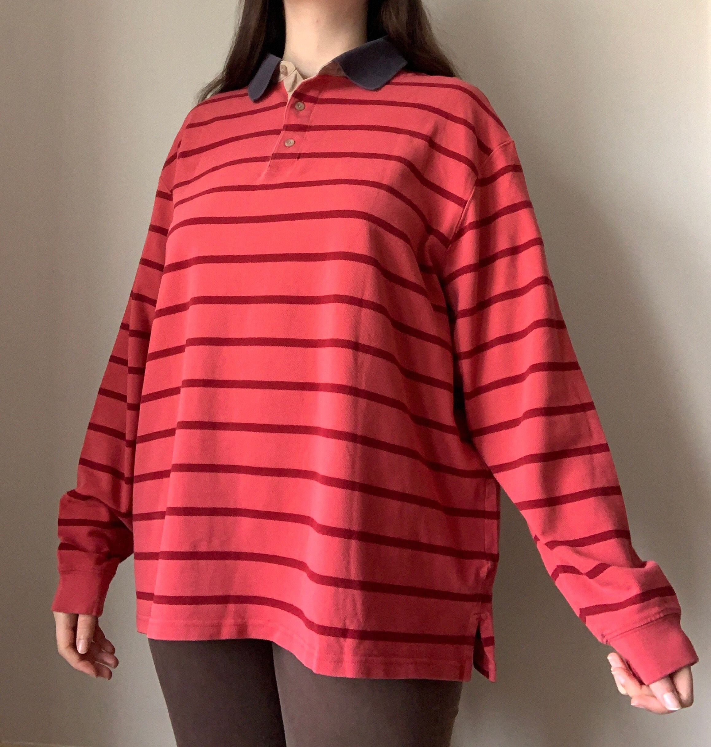 Vintage 90s LL Bean Striped Polo Shirt size XL/XXL | Etsy