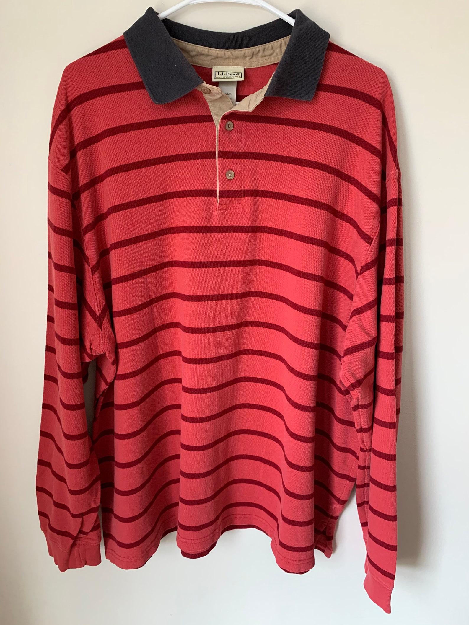 Vintage 90s LL Bean Striped Polo Shirt size XL/XXL | Etsy
