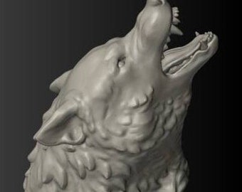 Wolf Head Headphone Stand | Headphone Holder, Decor, Gaming, Twitch, Office, Desktop | Wolf Head | Paintable