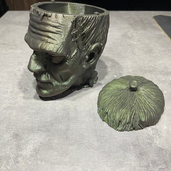 Frankenstein Monster Head - Frankenstein Candy Bowl - Trick or Treat - Halloween- House Decor - 3D Print (Any Color)