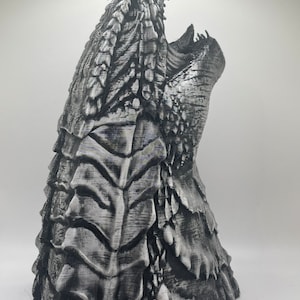 Godzilla Headphone Stand | Headphone Holder, Decor, Gaming, Twitch, Office, Desktop | Godzilla Bust | Weathered