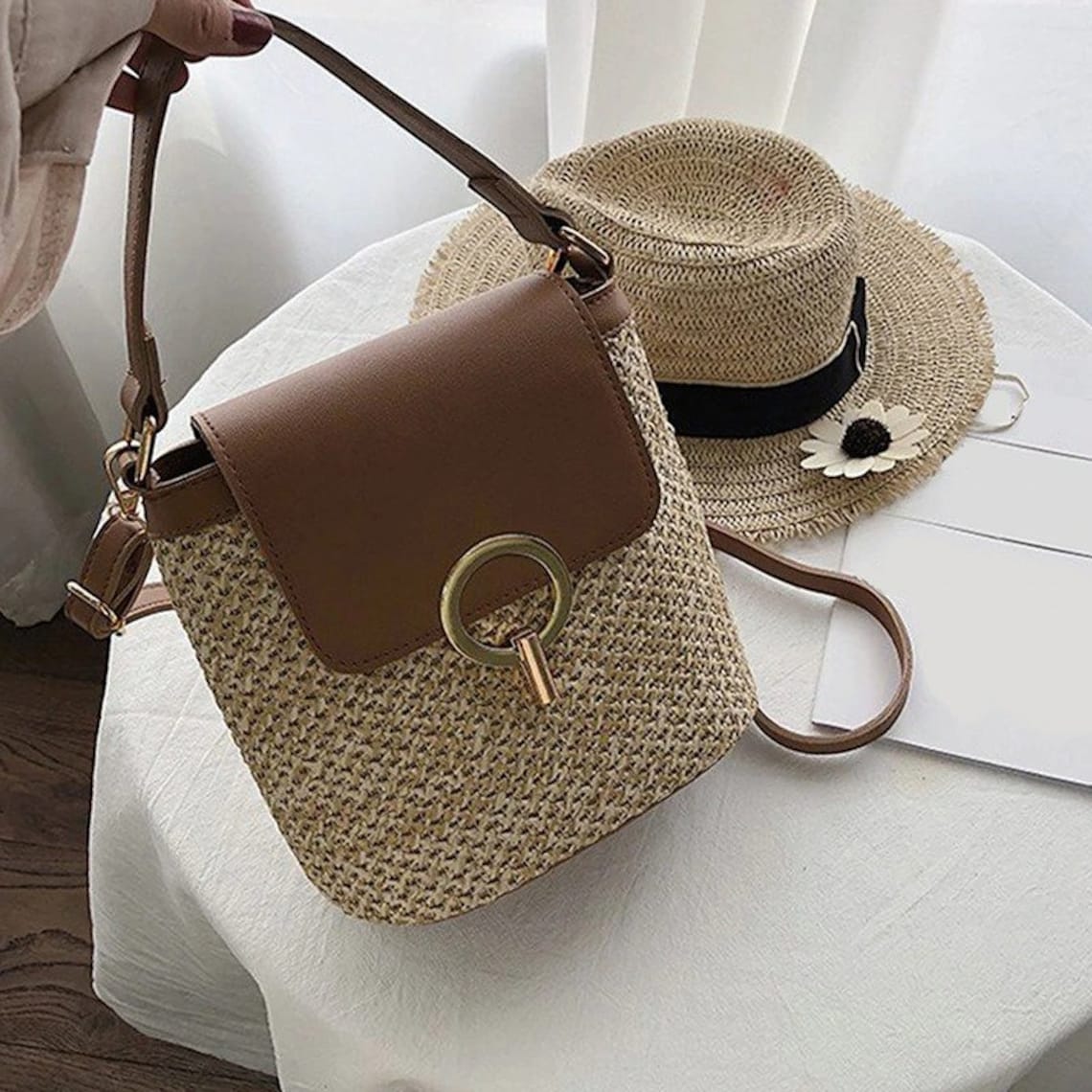 Small Straw Bucket Bags For Women 2021 Summer Crossbody Bags Etsy