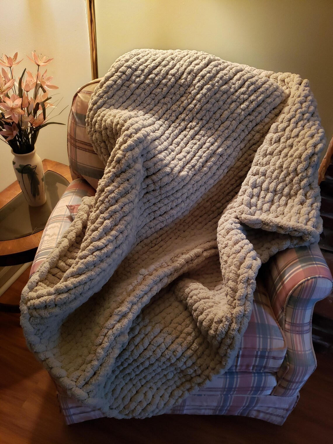 Sage Green Chunky Knit Throw Blanket Etsy