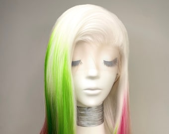 Synthetic  Lace  Wig Long Straight  - Pastel Maimeri