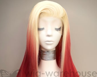 Synthetic  Lace  Wig Long Straight  - Rosewood on Blonde