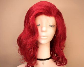 Synthetic lace wig | long  Curly - Red