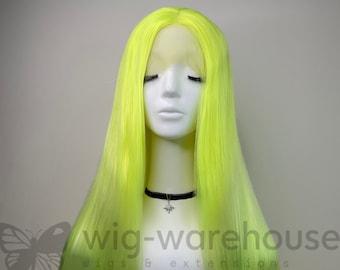 Synthetic lace wig | Long Straight |  Electric Green / Lime