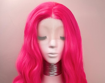 Synthetic lace wig | Long Curly - Street Pink
