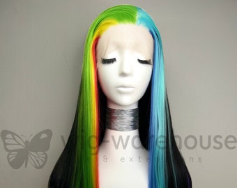 Synthetic Lace Wig Long Straight - Raunchy Rainbow