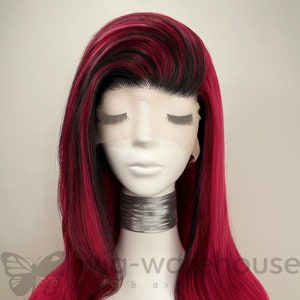 Synthetic Lace Wig Long Wavy - Balayage - Shock Pink Black