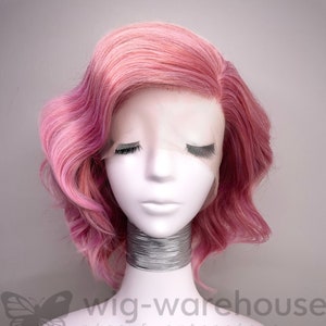 Synthetic Lace Wig Short  Curly - Ballet Slipper Pink